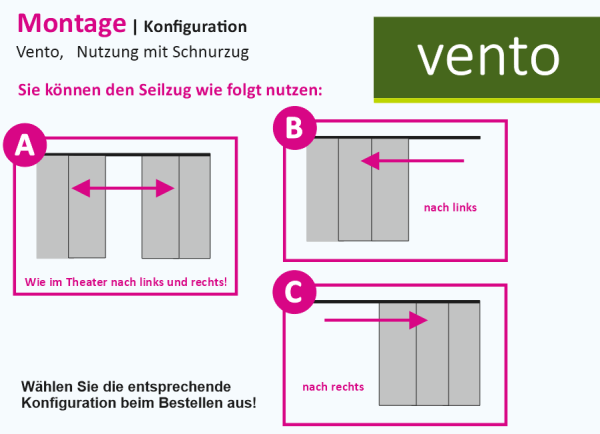 Zu welcher Seite soll die Schiene aufgezogen werden